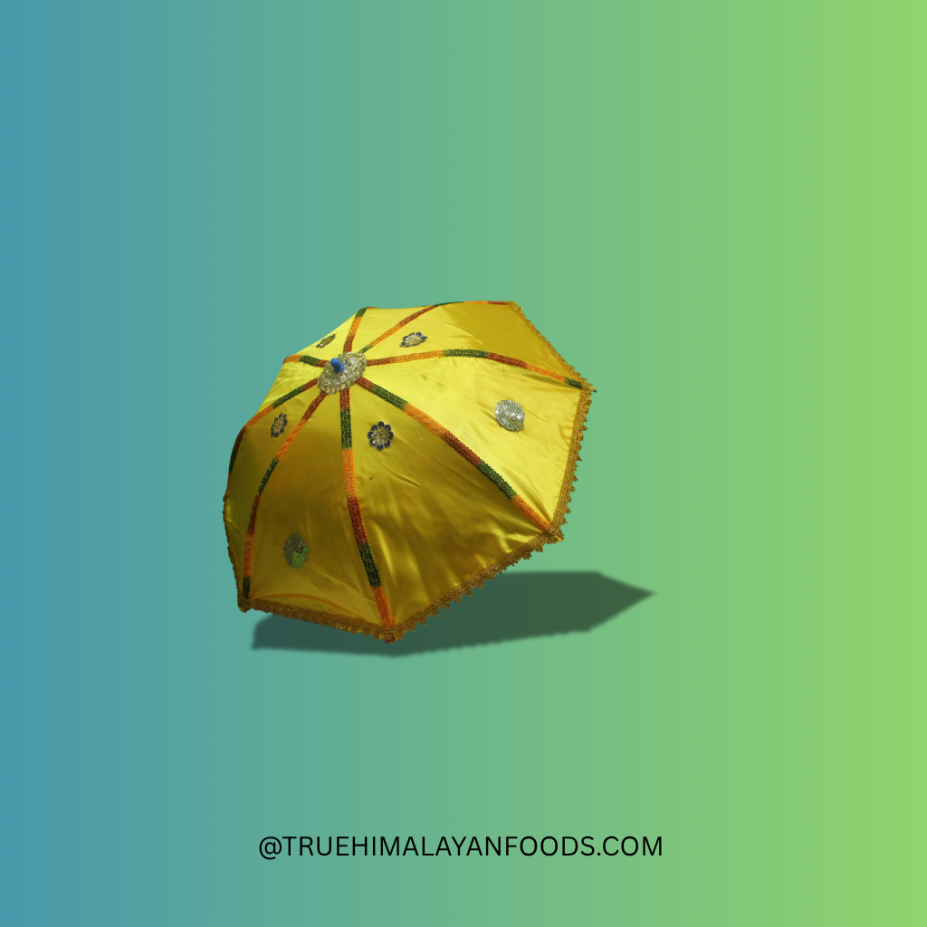 Yellow decorative umbrella for wedding and ceremonial use