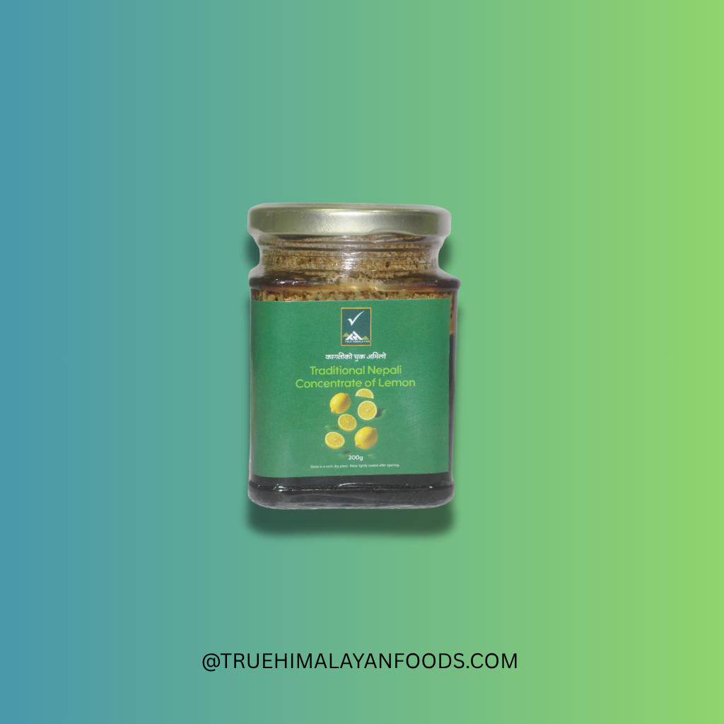Traditional Nepali Concentrate of Lemon authentic citrus preserve in glass jar